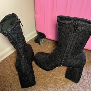 Abound Glittery platform Black Heeled Boots